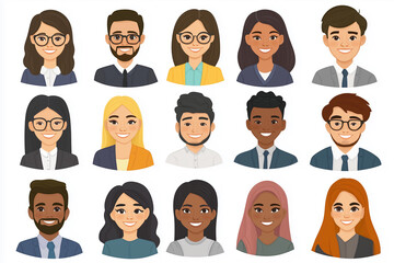 group of people with different hair colors and styles, all smiling. Concept of diversity and positivity