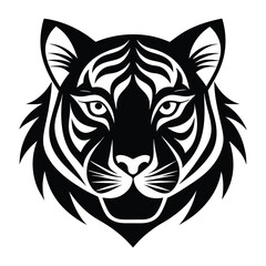 Obraz premium Wild tiger head vector illustration, a black tribal animal symbol