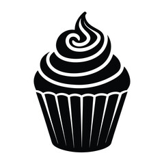 Sweet chocolate cupcake vector illustration for a delicious birthday celebration