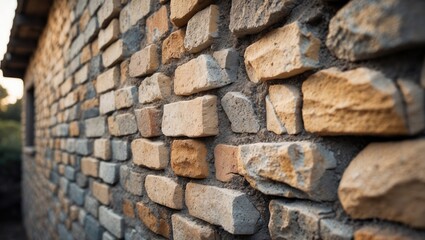 Close-up view of an aged rock wall from a homestead.