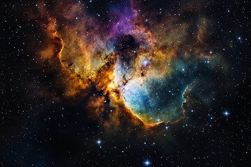 Obraz premium Ethereal Gas Clouds Pulsate in the Cosmic Dance of the Night Sky. Generative AI