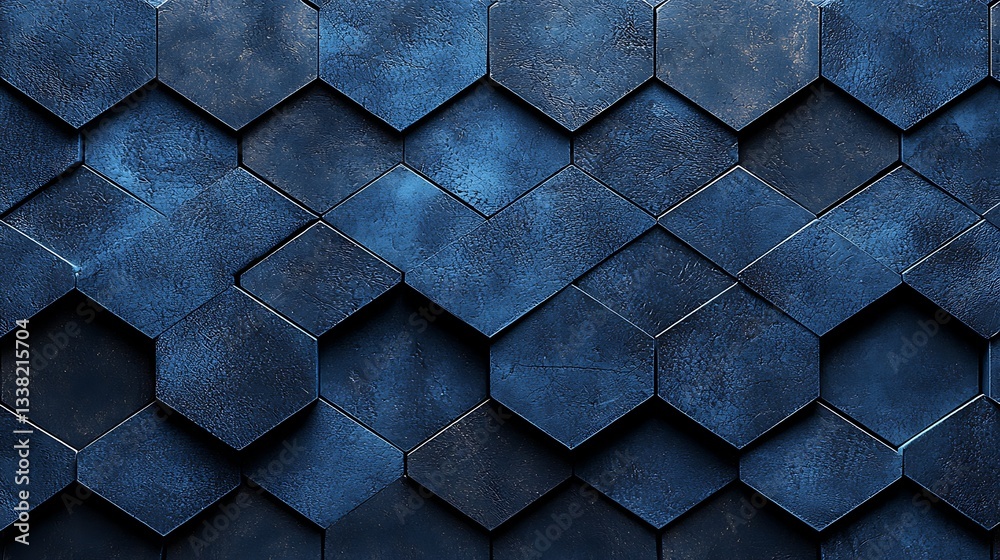 Poster dark blue hexagon geometric pattern texture background