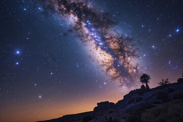 Fototapeta premium Stellar Celebration with Cosmic Stars and Radiant Galaxies in the Night Sky