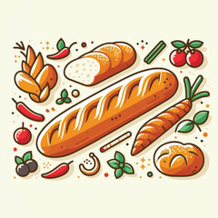 baguette, food, bread, bakery, breakfast, bun, meal, fresh, french, pastry, loaf, healthy, wheat, tasty, crust, flour, nutrition, bake, isolated, brown, background, traditional, delicious, organic, na