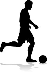 A soccer or football player male silhouette man