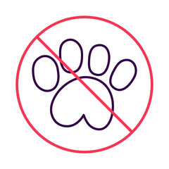 Dogs forbidden. Stop sign for dogs and cats. Outline isolated icon. Simple illustration on white background.