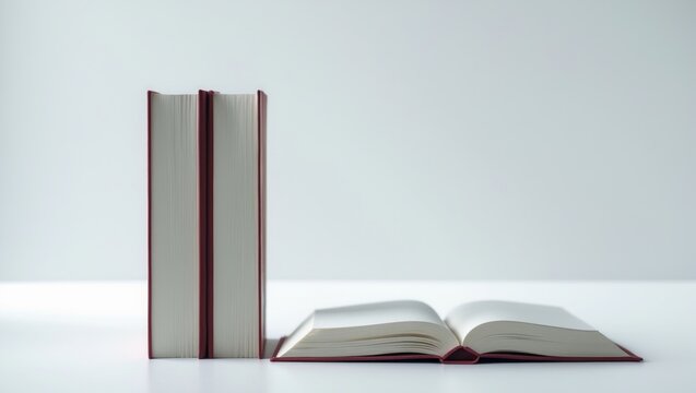 Set of open and closed books, isolated on a white background.
