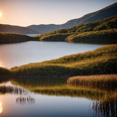 Obraz premium A majestic waterfall plunging down into a deep gorge, surrounded by lush greenery and towering rock formations. Generative AI