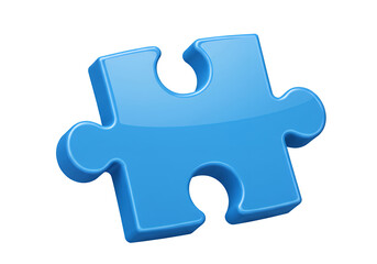 Obraz premium 3D blue puzzle piece icon symbolizing connection, problem-solving, and teamwork
