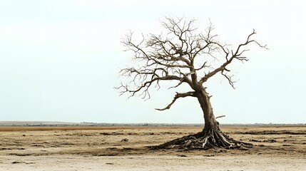 Lone Dead Tree in Arid Landscape