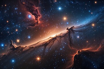 Fototapeta premium Captivating Nebulae and Brilliant Stars Illuminate the Cosmic Expanse