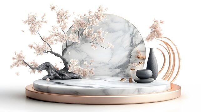 Background circular platform with polished Marbale