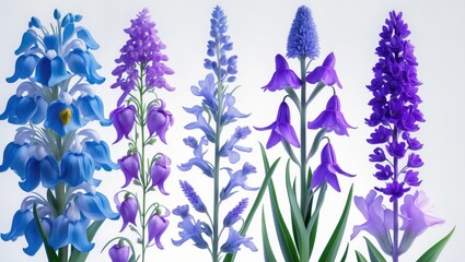 Obraz premium Wildflower collection displayed against a white background.