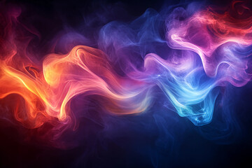 Fototapeta premium Ethereal Dance of Cool Flames: Swirling Blues, Purples, and Greens Flicker in a Dark, Mystical Space, Creating a Mesmerizing Display of Magic and Wonder