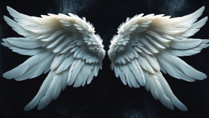 Isolated white wings on a black background