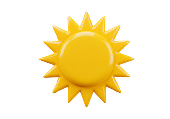 3D yellow sun icon with sharp rays representing warmth, summer, and weather