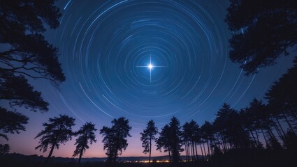 rotation of the starry sky around the north star