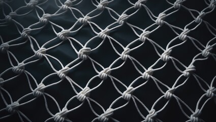Fototapeta premium net protective on a dark background featuring an intertwined white rope network