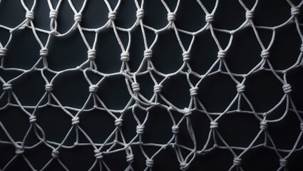 Fototapeta premium net protective against a dark background made of intertwined white rope