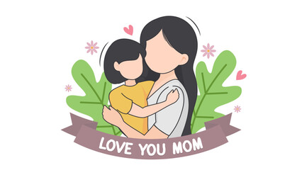 Flat mother's day template illustration