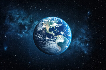  Earth from space glowing against the darkness with vibrant oceans and clouds