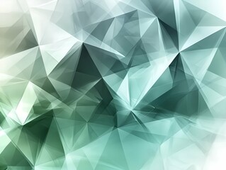 Abstract geometric background with overlapping translucent polygons in shades of green, creating a dynamic, modern, and futuristic low-poly composition with depth and light