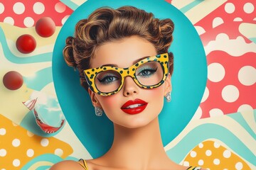 Girl on paper with sun glass