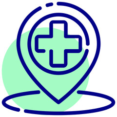 Obraz premium hospital location vector mixed outline icon