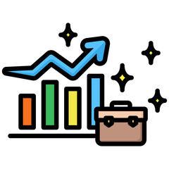 Rising icon in Flat Color Style With Outline. Simple Vector Design. Simple Vector Flat Icon