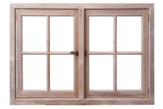 wooden window frame isolated on white or transparent png
