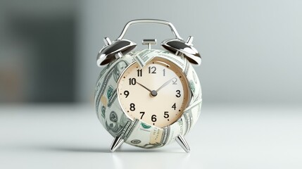 Time is Money Concept with Alarm Clock and Dollar Bills