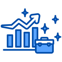 Rising icon in Blue Color Style. Simple Vector Design. Simple Vector Flat Icon