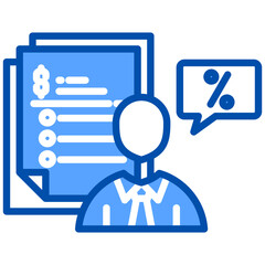 Tax Consultant icon in Blue Color Style. Simple Vector Design. Simple Vector Flat Icon