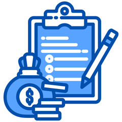 Cost icon in Blue Color Style. Simple Vector Design. Simple Vector Flat Icon