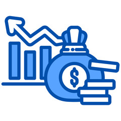 Obraz premium Investment icon in Blue Color Style. Simple Vector Design. Simple Vector Flat Icon