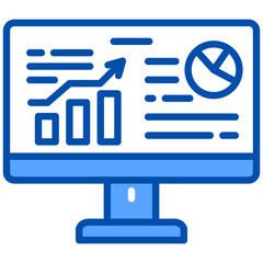 Online analytical icon in Blue Color Style. Simple Vector Design. Simple Vector Flat Icon