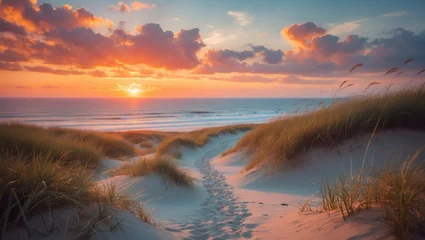  View from the top of a dune overlooking the sunset in the North Sea © Holo Frame