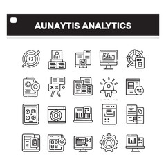 Fototapeta premium Data analytics icon set with editable stroke. Data analysis thin line icon collection. Vector illustration
