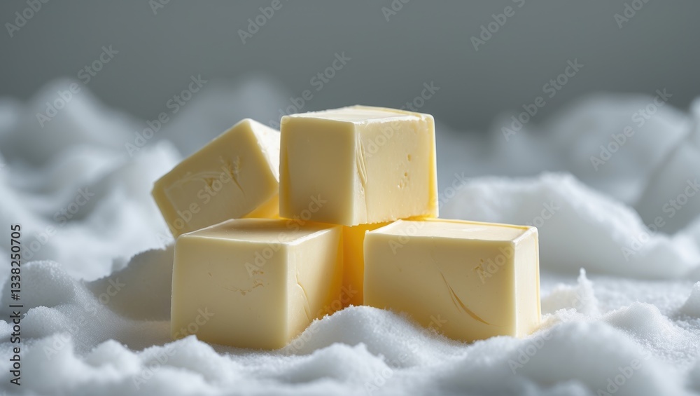 Aufkleber butter cube on a white background with clipping path and complete depth of field