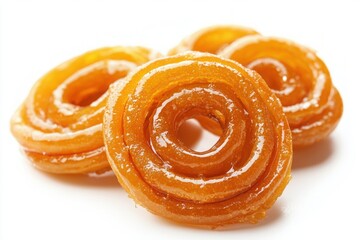 Delicious jalebi traditional Indian sweet delicacy golden brown spiral shape vibrant color fresh dessert