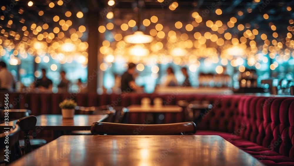 Aufkleber blurred coffee shop or cafe restaurant with abstract bokeh light background for creating product dis