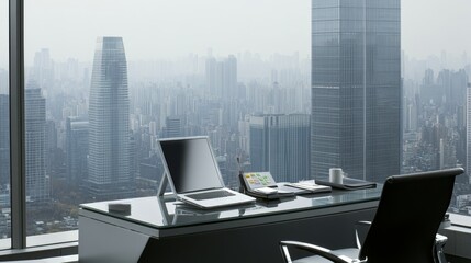 Fototapeta premium Modern Office with City View
