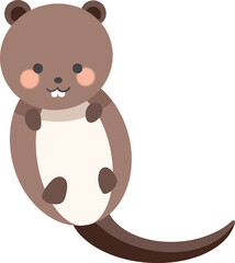 Cute animal, otter, on transparent background