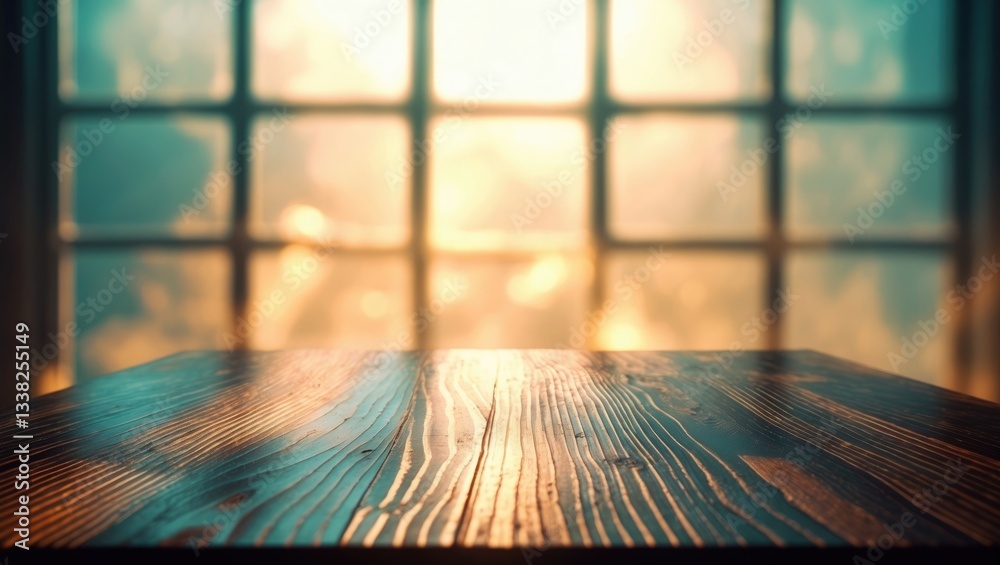 Aufkleber blurred background of a window with a table