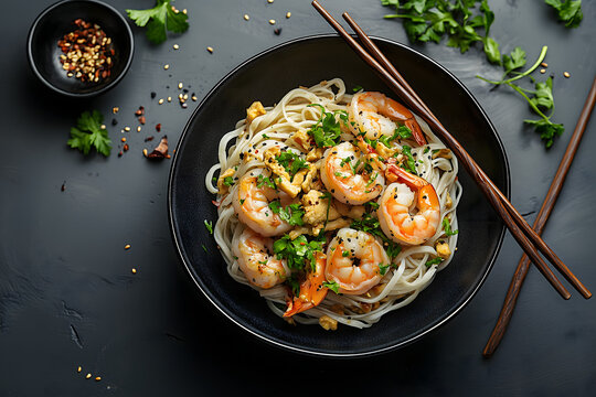Vibran bowl of noodle topped