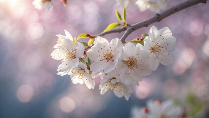 Fototapeta premium Cherry blossoms blooming on a spring day.