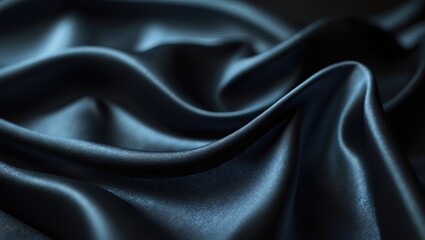 Fototapeta premium Blurred black silk fabric. Iridescent and shimmering like a star in the night sky, it possesses a taffeta-like structure but a smooth texture that produces a subtle luster.