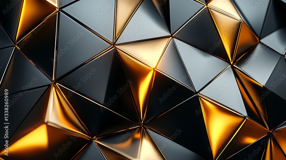 Poster gold black metallic triangles abstract texture background