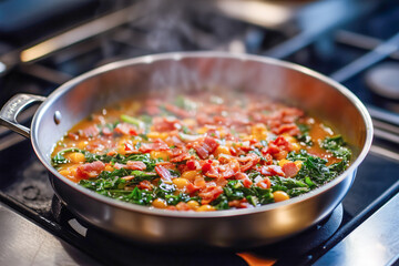 Fototapeta premium Bacon-infused sautéed collard greens