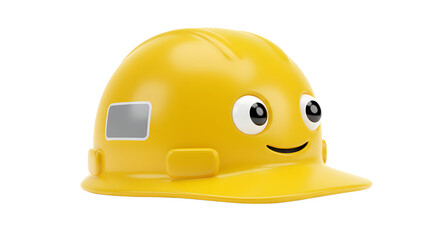 Fototapeta premium Yellow hardhat with a smiley face suitable for safetyrelated designs, construction themes, happy workers illustrations, construction worker character design.